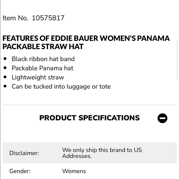 Eddie Bauer Accessories New Eddie Bauer Womens Panama Packable